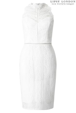 Lipsy Love Michelle Keegan High Neck Lace Dress